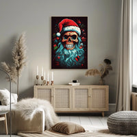 Festive Skull Santa Poster