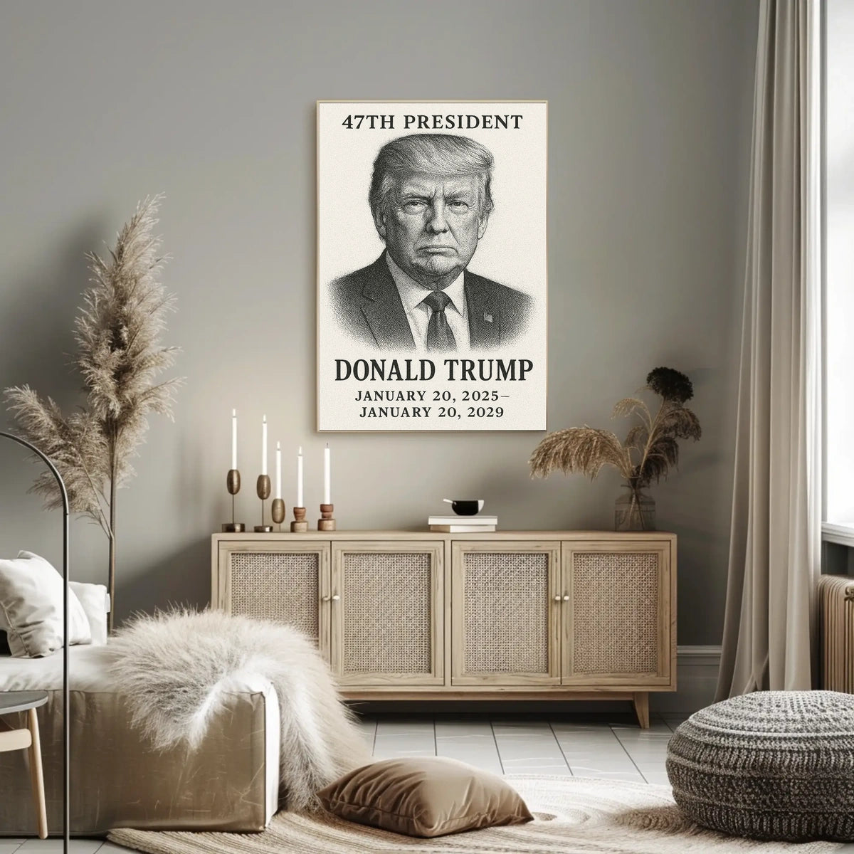 Donald Trump 47th President Pop Art Typography Patriotic Wall Decor Collectors Gallery Poster