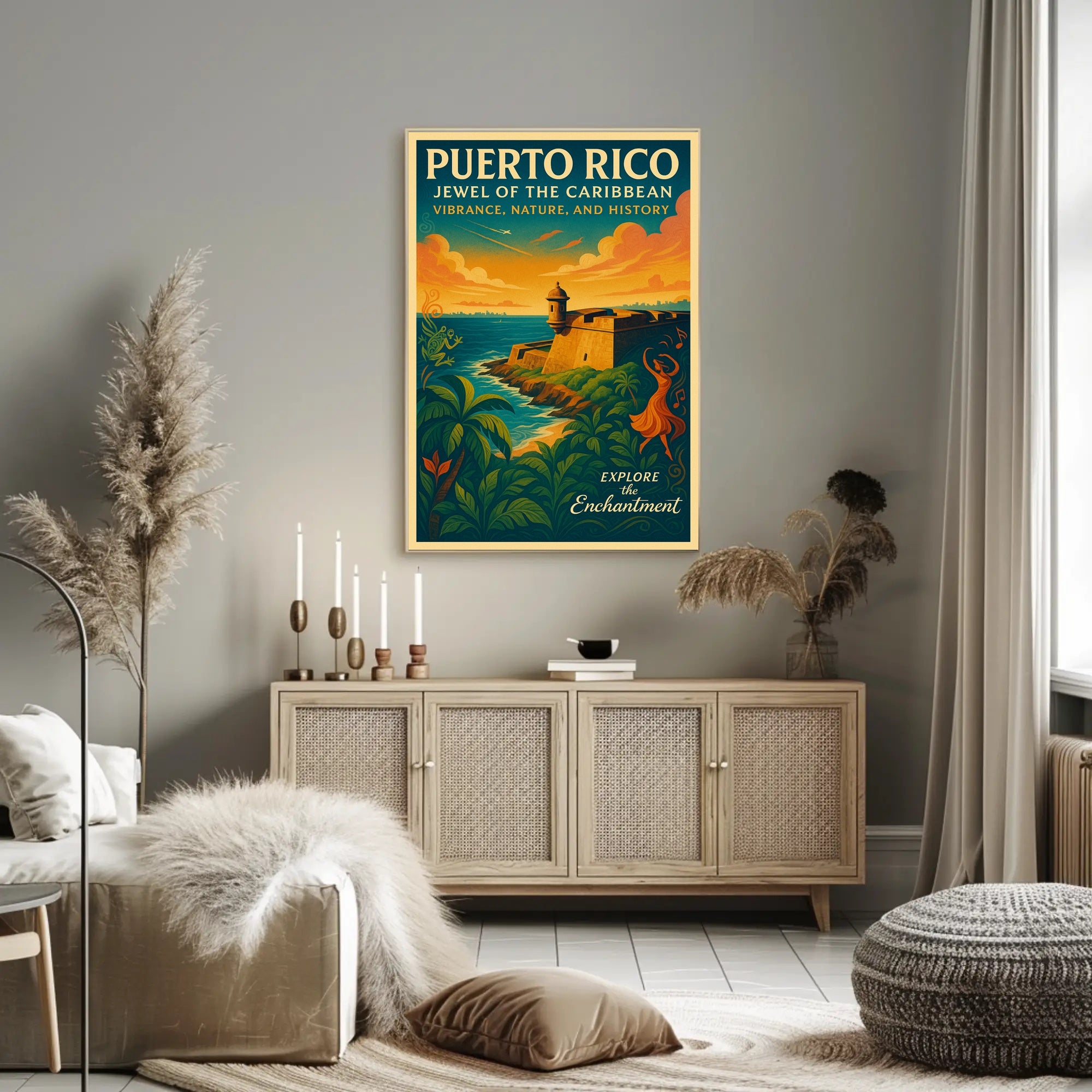 Puerto Rico Jewel of the Caribbean Travel Poster