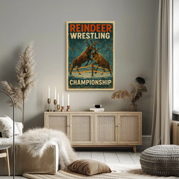 Reindeer Wrestling Championship: Bold Whimsical Sports Poster