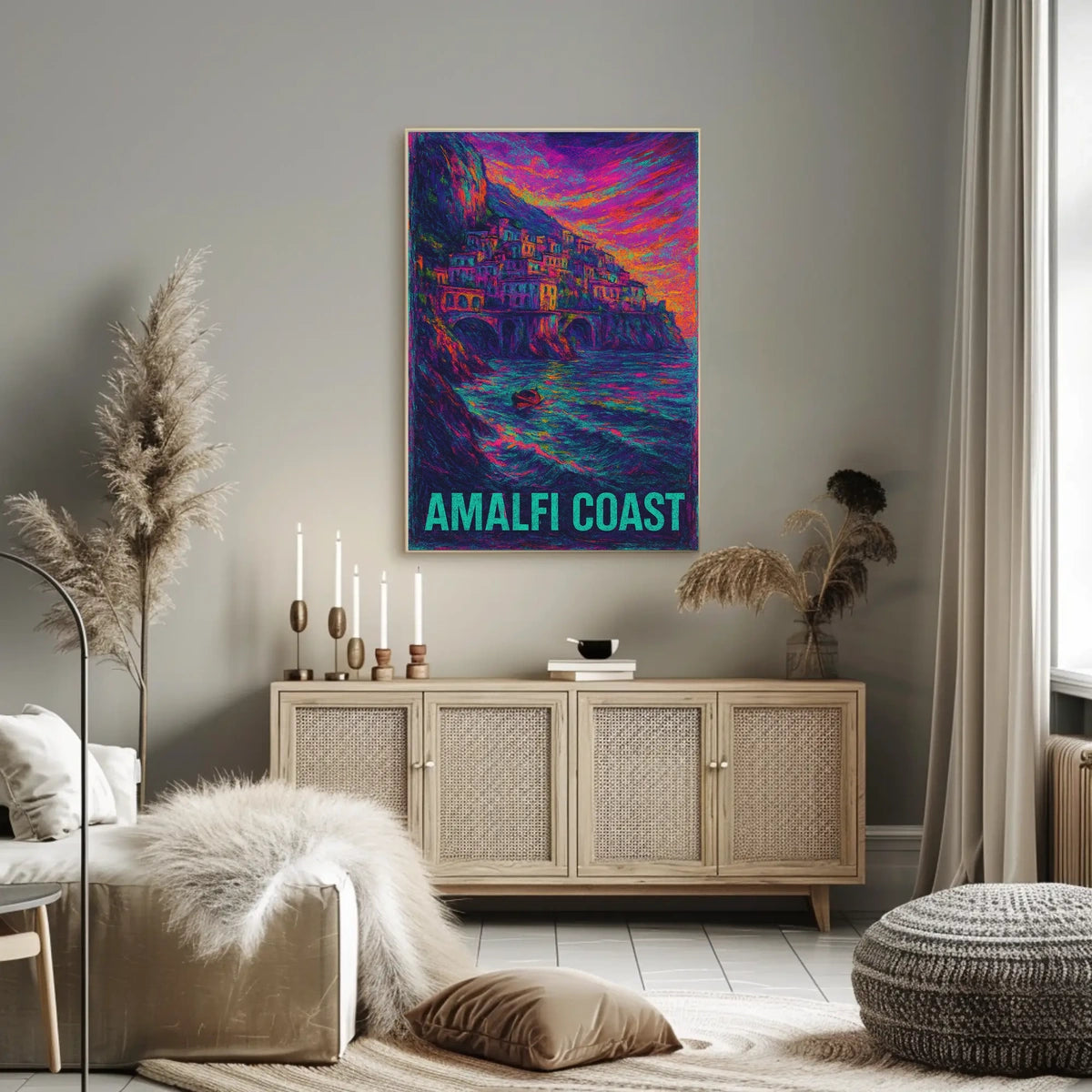 Amalfi Coast Vibrant Seascape Poster Turquoise Waters
