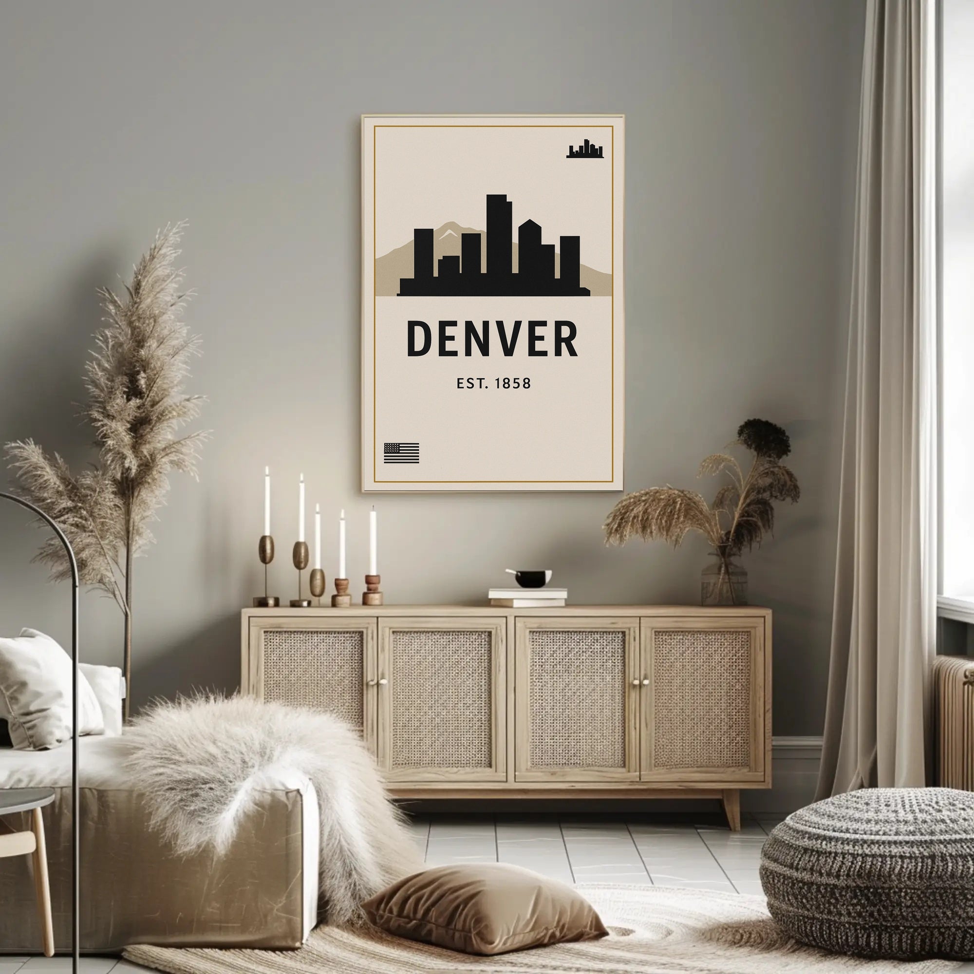 Denver Skyline Est. 1858 Poster PosterGoat