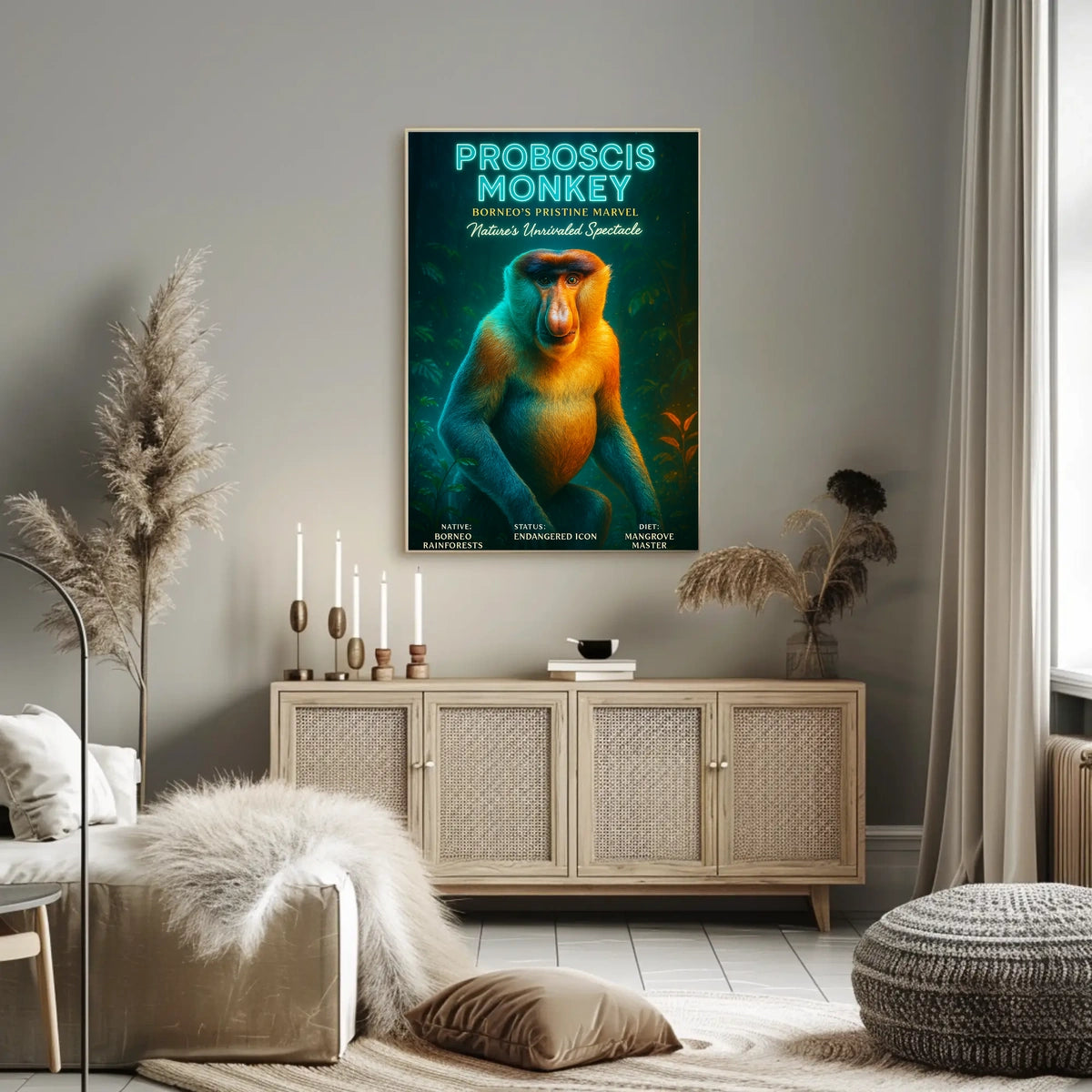 Proboscis Monkey Borneos Pristine Marvel Poster