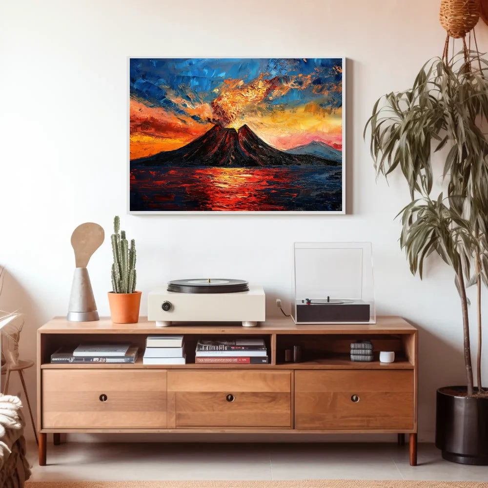 Volcanic Eruption Art Poster: Dynamic Natural Power