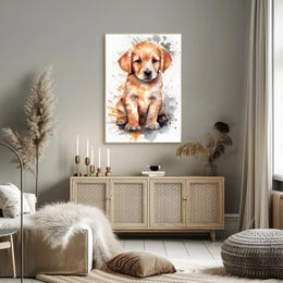 Puppy Portrait Watercolor Poster Wall Art