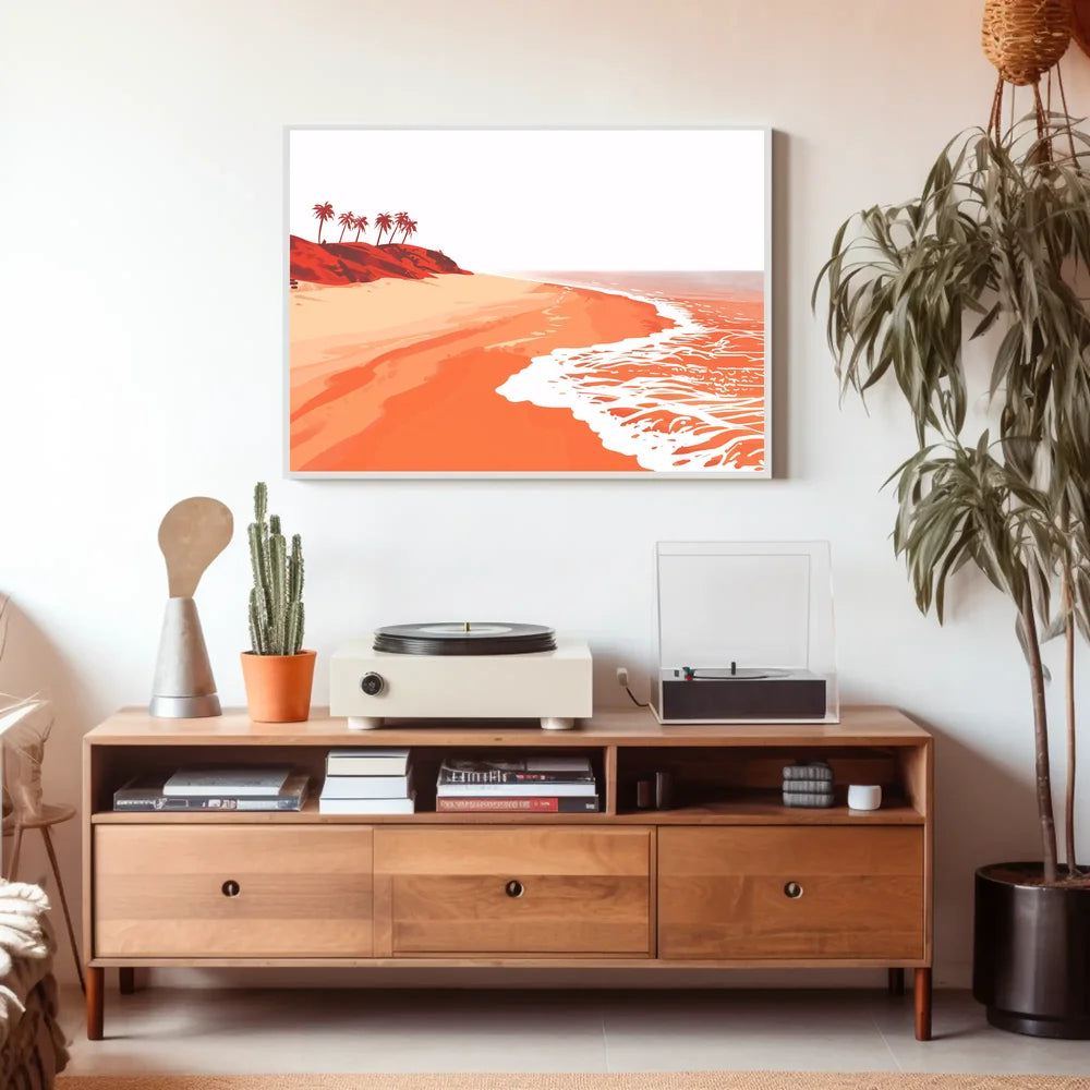 Serene Tropical Beach Minimalist Art Poster