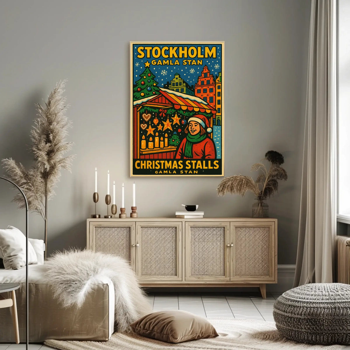 Stockholm Christmas Stalls Poster