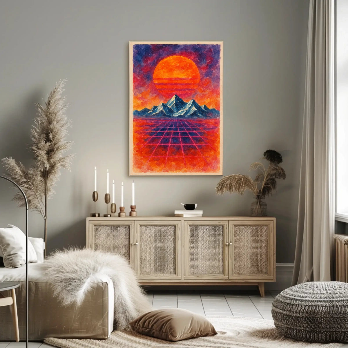 Futuristic Retro Landscape Art: Abstract or Artistic Poster