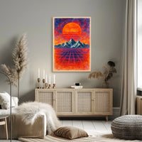 Futuristic Retro Landscape Art: Abstract or Artistic Poster