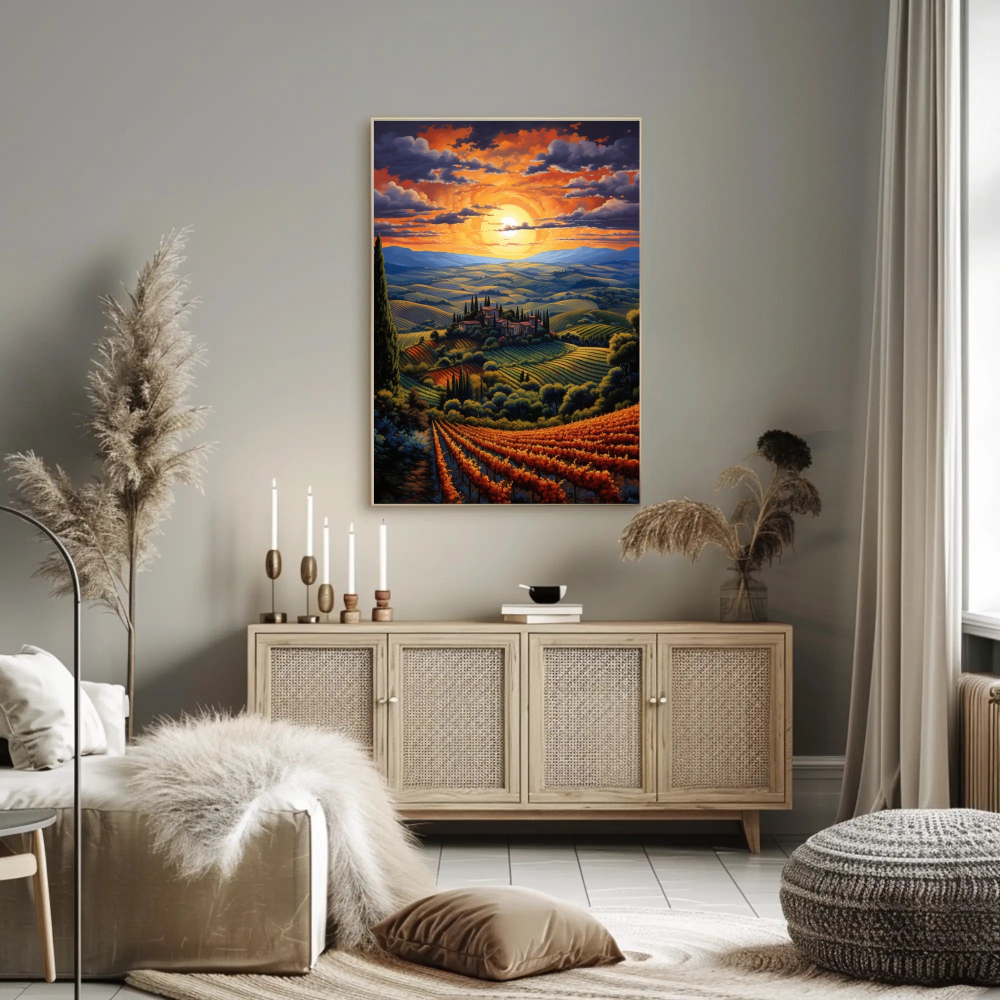 Sunset Over Tuscan Hills Poster