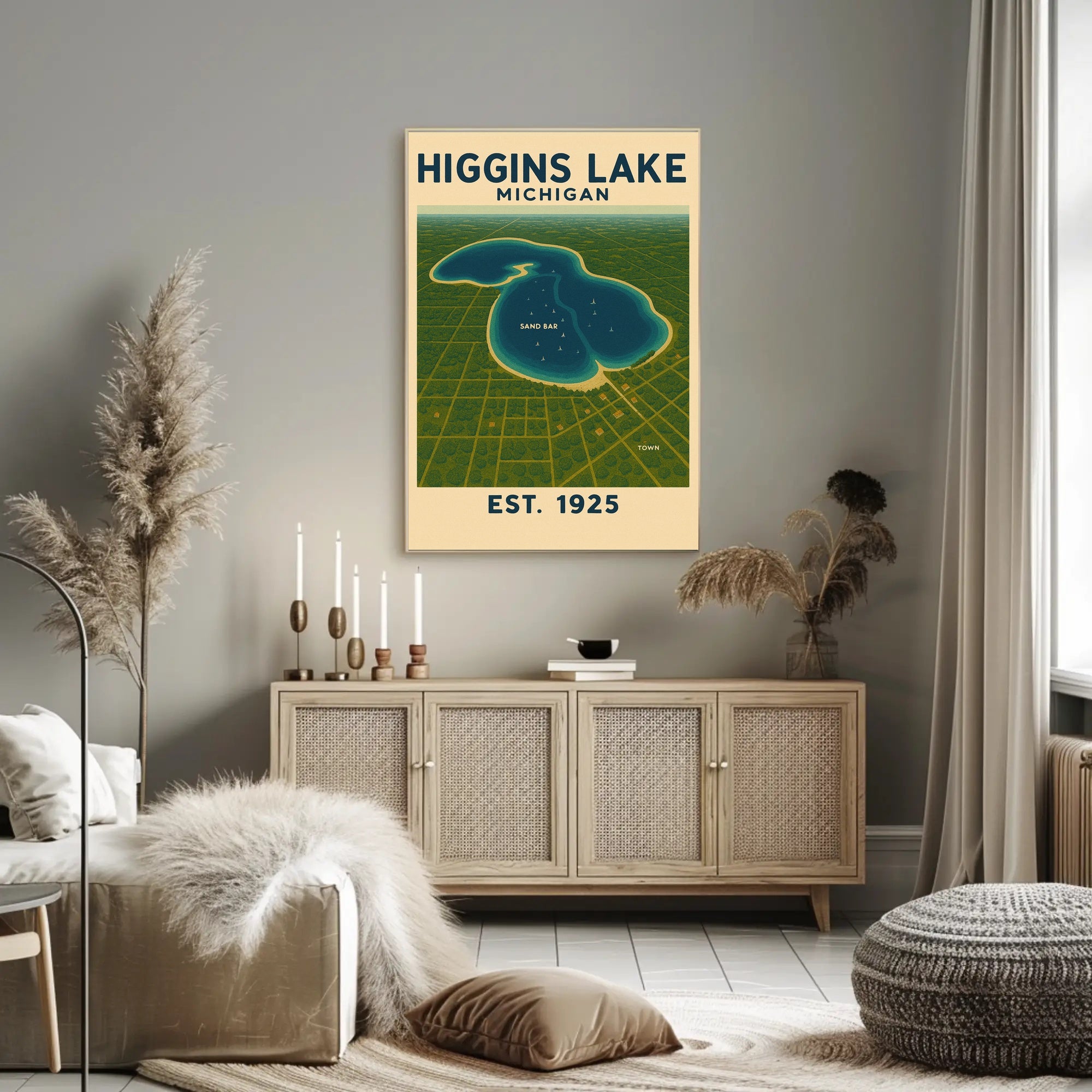 Higgins Lake Tranquil Vintage Travel Poster
