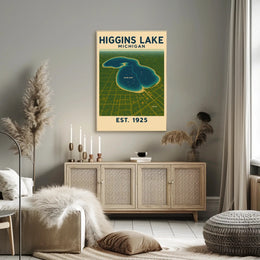 Higgins Lake Tranquil Vintage Travel Poster