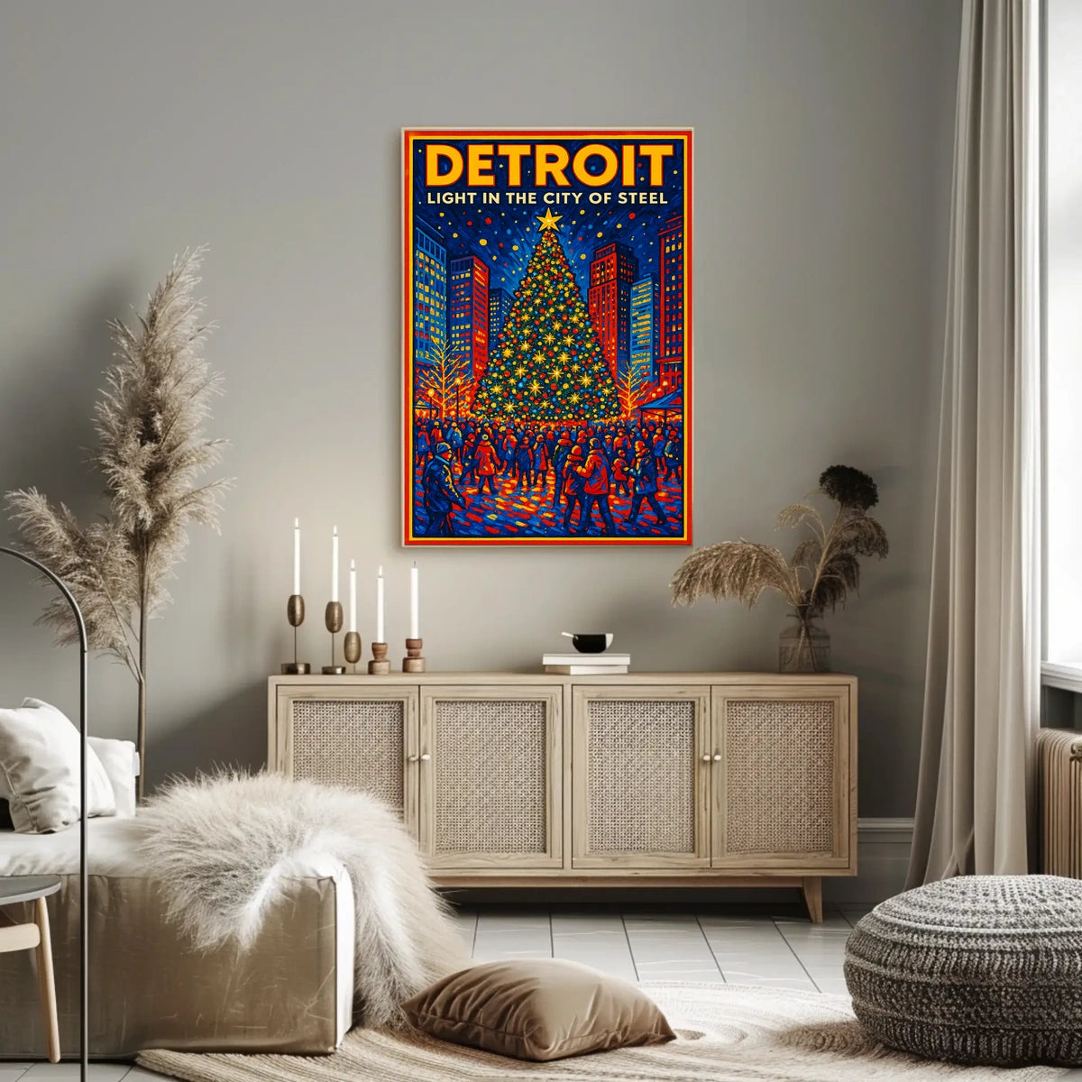 Detroit Light In The City Of Steel Poster