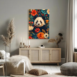 Panda in Bloom: Artistic Harmony Animal Poster