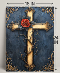 Ornate Cross With Rose Poster