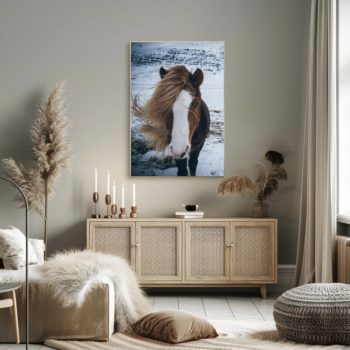 Majestic Icelandic Horse in Winter Animal Poster