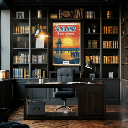 Alabama: A Date Adventure Vintage Travel Poster