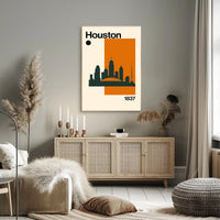 Houston Cityscape Silhouette Art Print Travel Poster