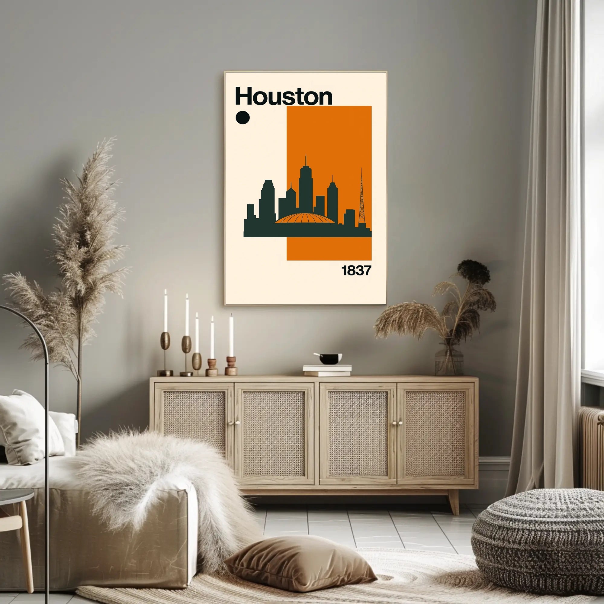Houston Cityscape Silhouette Art Print Travel Poster