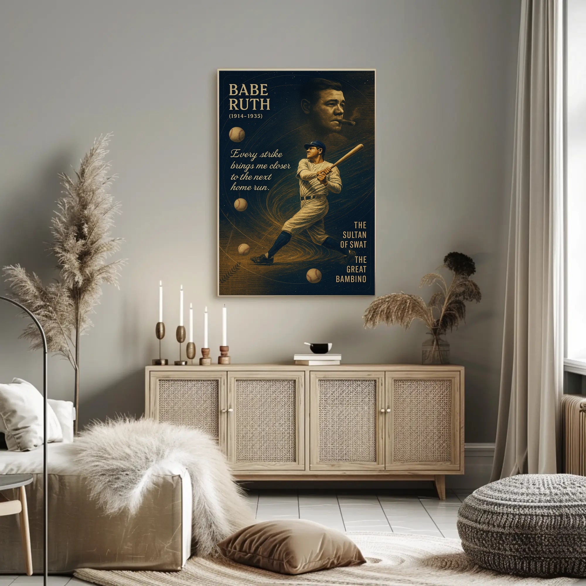 Babe Ruth Vintage Baseball Legend Sports Poster