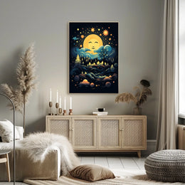Celestial Harmony Moonlit Forest Poster