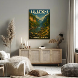 Bluestone Adventure Vintage Scenic Wanderlust Travel Poster