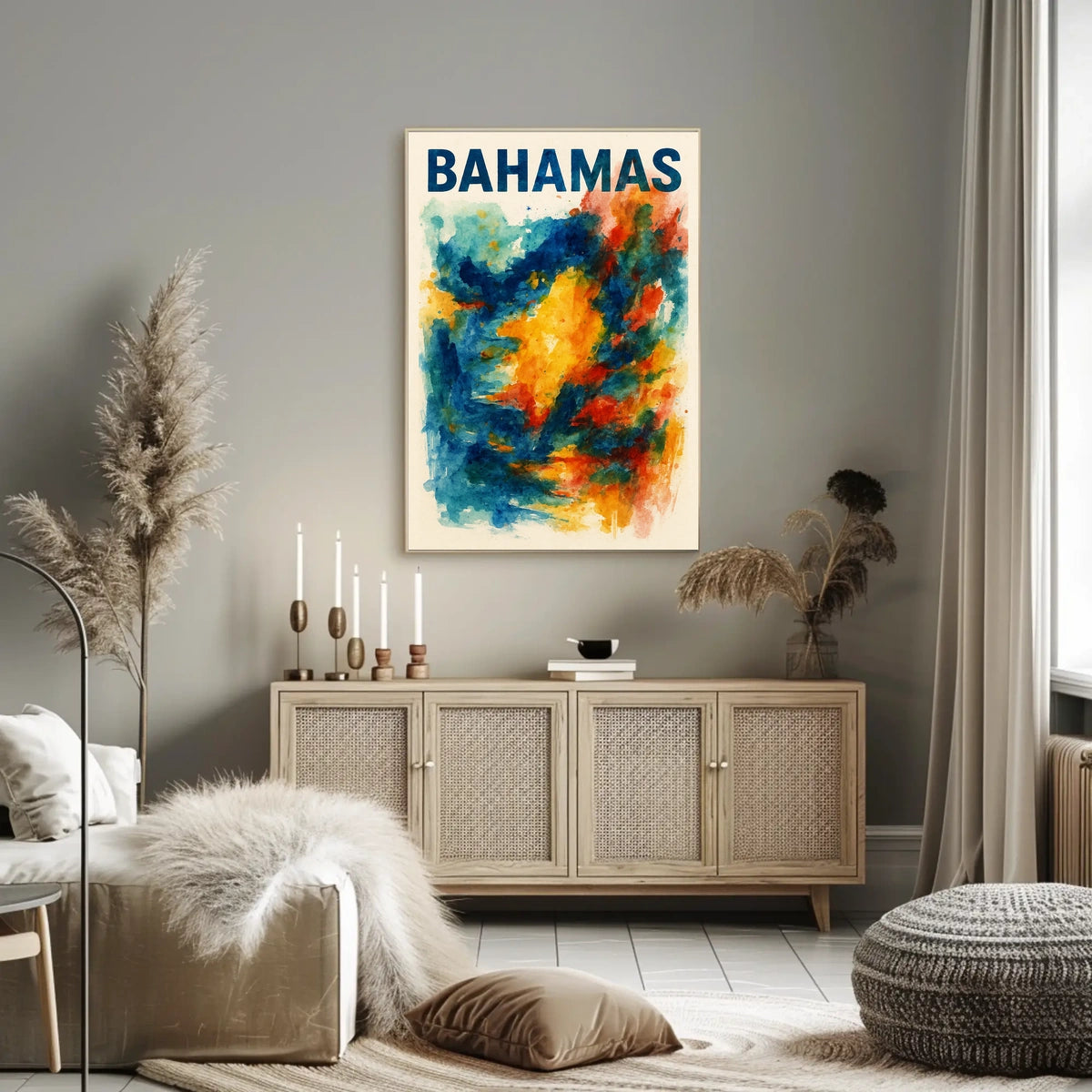 Vibrant Bahamas Tropical Sunset Wanderlust Poster