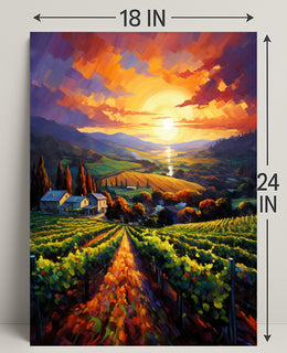 Sunset Over The Vineyard Poster