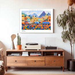Vibrant Flower Market in El Cairo Poster PosterGoat