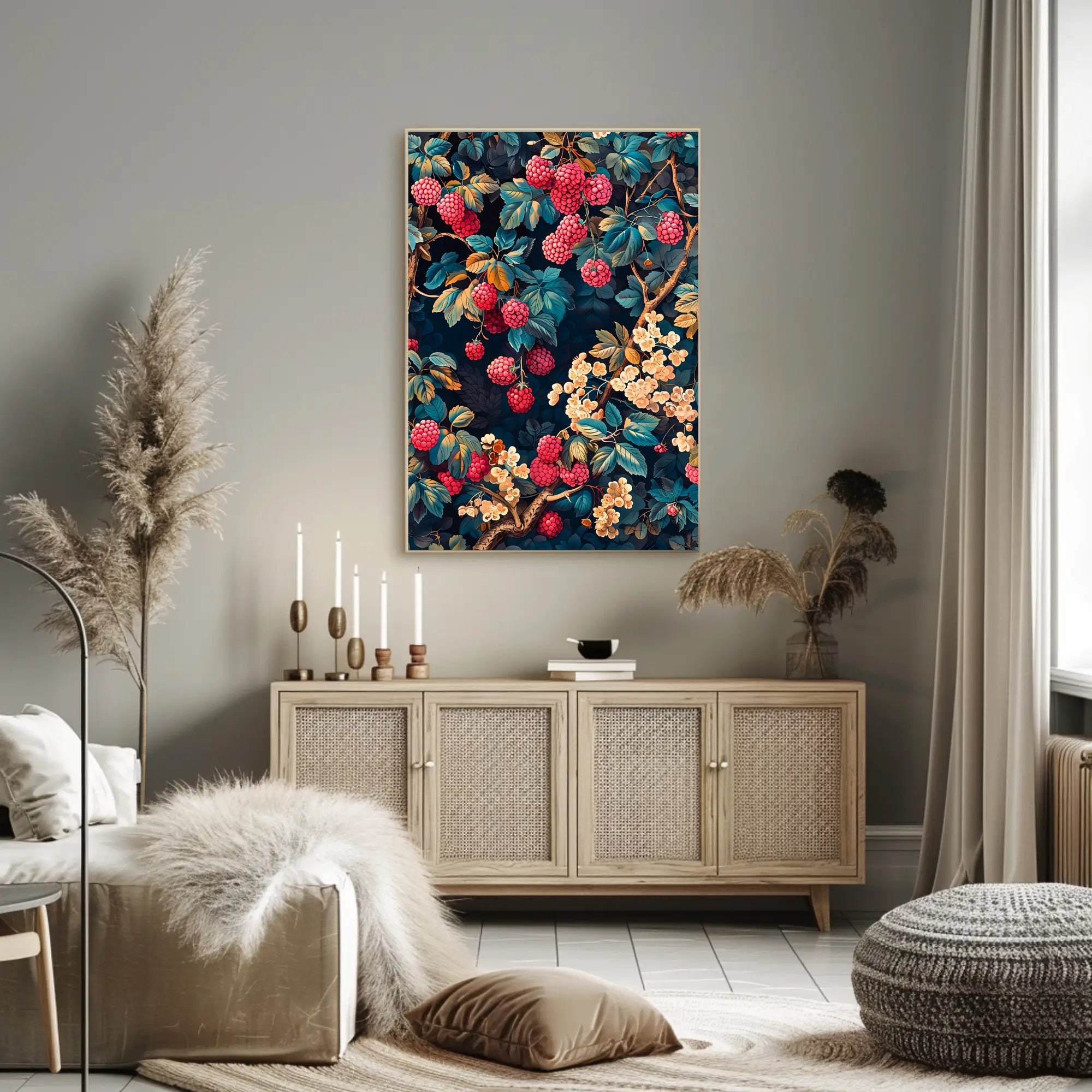 Lush Berry Landscape Botanical Art Poster
