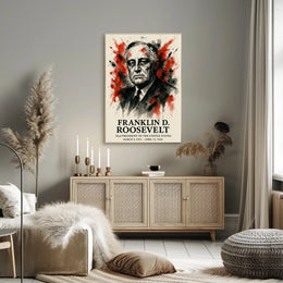 FDR Patriotic Portrait Vintage Historical Presidential Poster