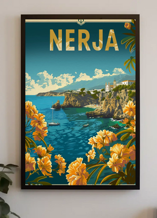 Nerja Floral Coast and Mountains Travel Poster