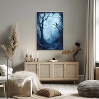 Eerie Dark Forest Scene Artistic Poster