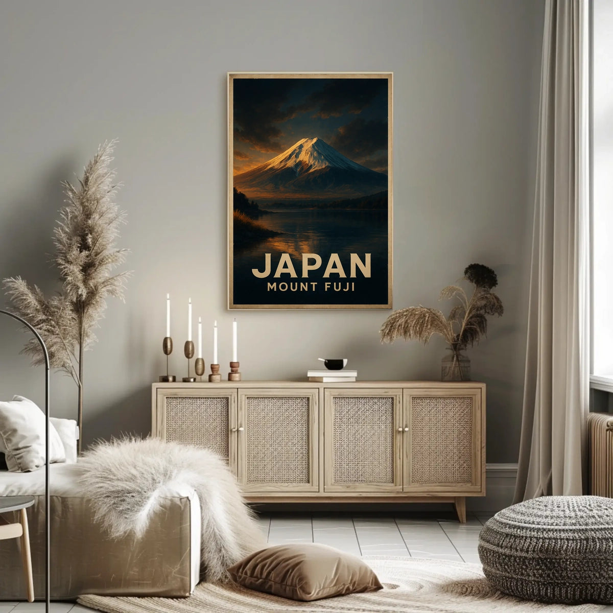 Mount Fuji Sunrise Travel Vintage Poster