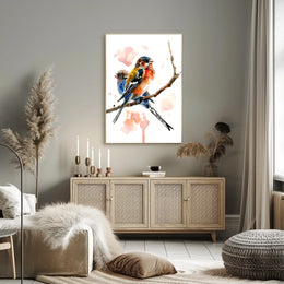 Vibrant Birds on a Branch Poster