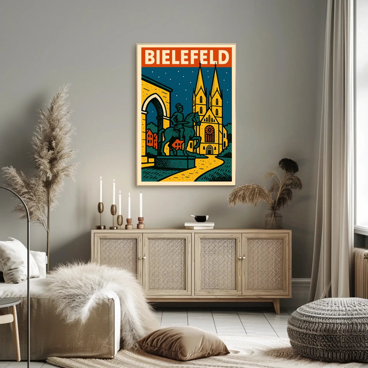 Bielefeld A Nighttime Cityscape Poster