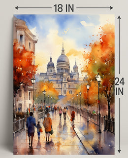 Autumn Stroll By The Cathedral Poster