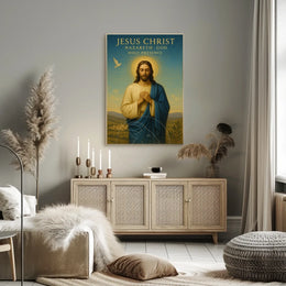 Religious Figure Prayer Scene: Cultural or Heritage Poster