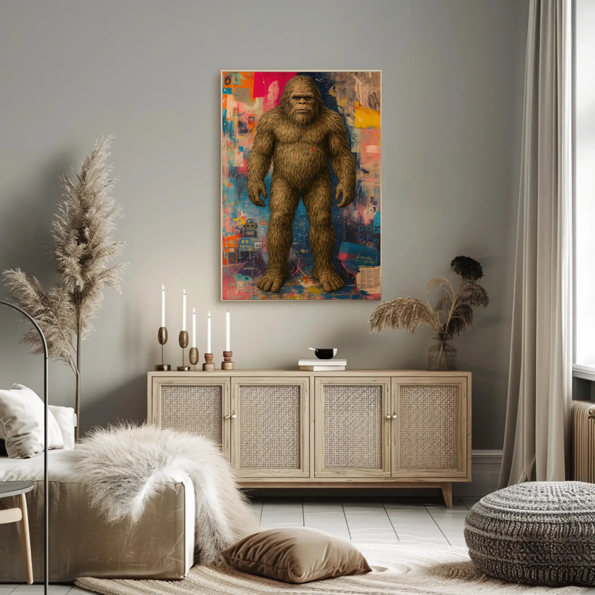 Bigfoot Yeti Art in Abstract, Artistic, or Pop Culture Poster