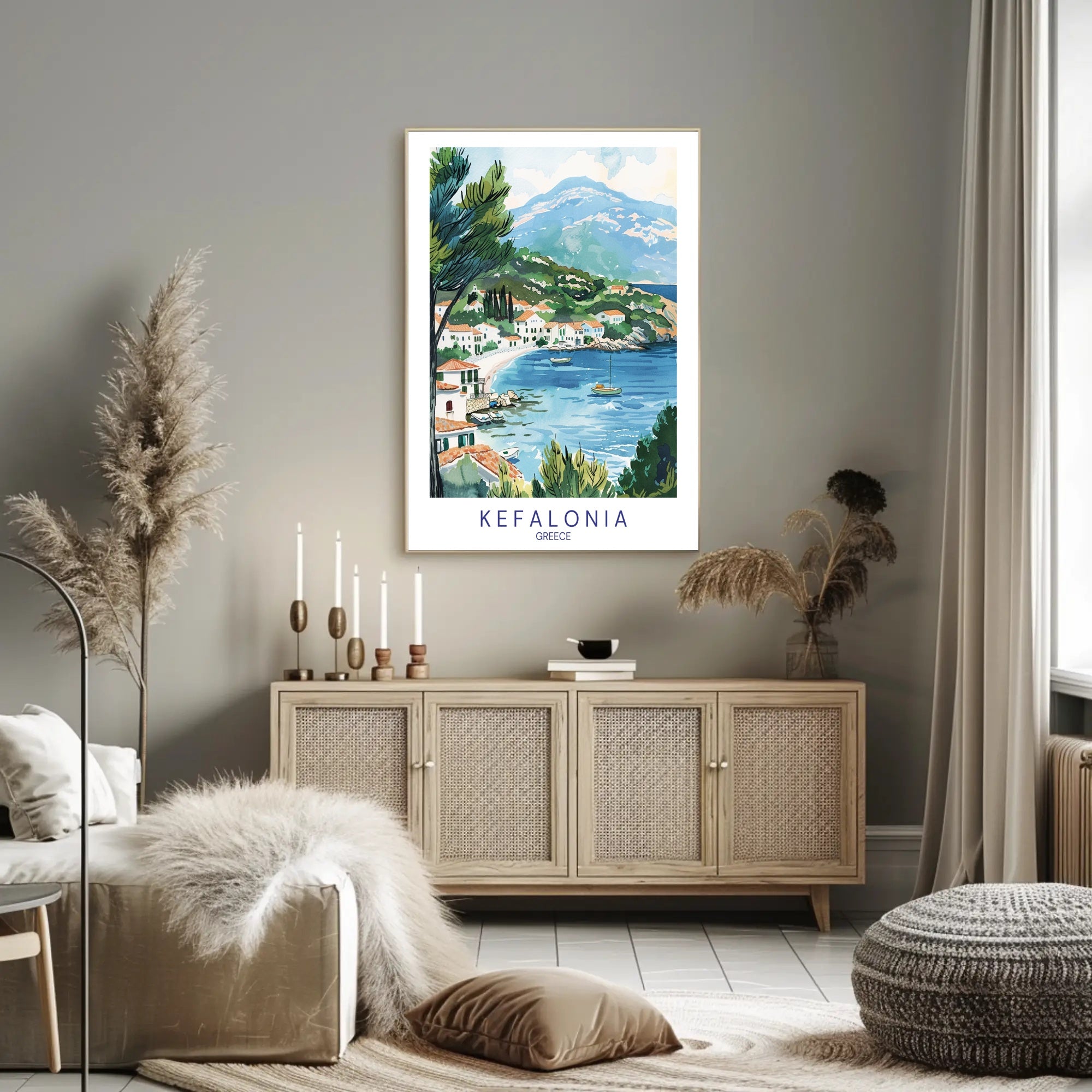 Kefalonia Coastal Tranquility Travel Poster PosterGoat