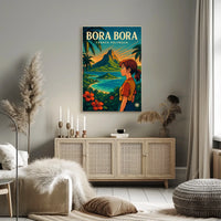 Vibrant Anime-Inspired Bora Bora Travel Poster