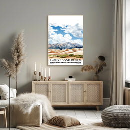 Great Sand Dunes Watercolor Wall Art Poster