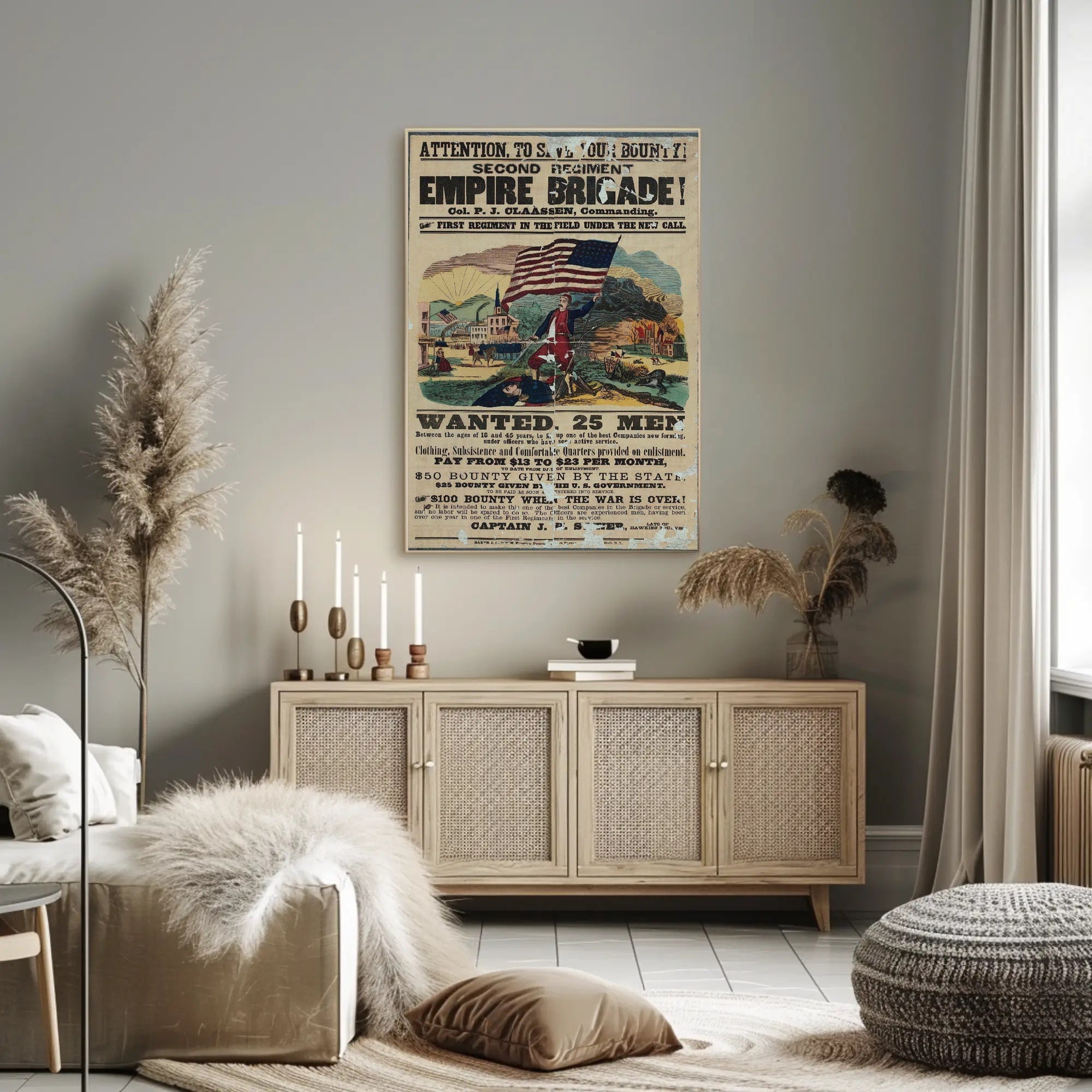Vintage American Civil War Recruitment Military Recruitment Poster
