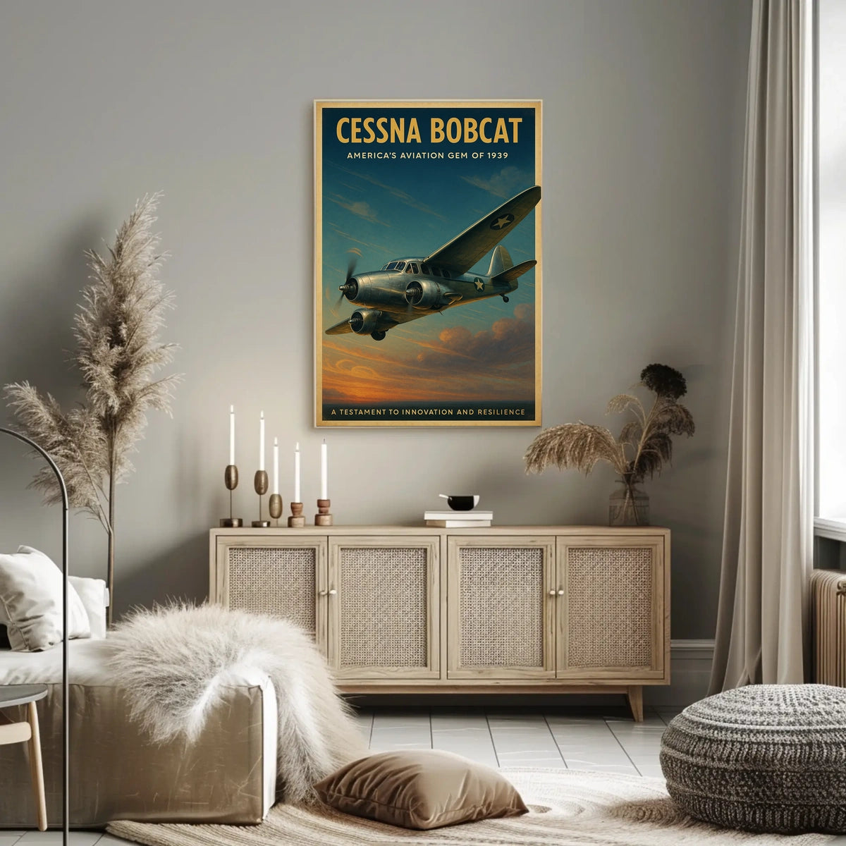 Cessna Bobcat Vintage Aviation Poster: Inspiring Flight Art