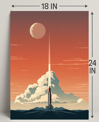 Rocket Launch At Dusk Poster