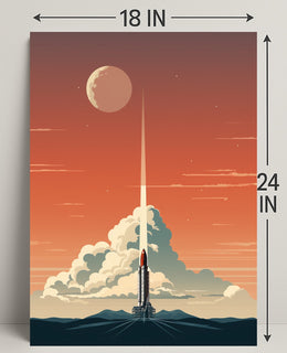 Rocket Launch At Dusk Poster