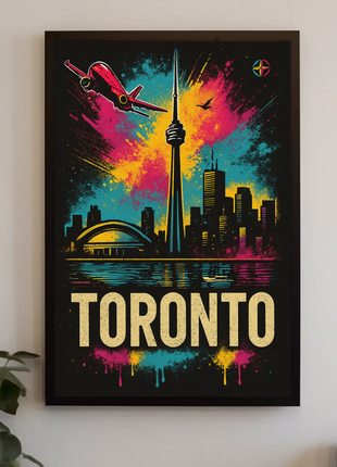 Vibrant Toronto Travel Poster with Iconic City Landmarks