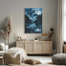 Epic Serpent Encounter in Mystical Landscape Fantasy Poster PosterGoat