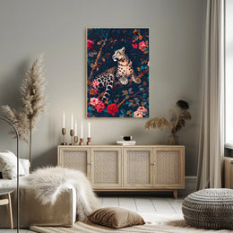 Majestic Snow Leopard with Lush Flora Animal Poster