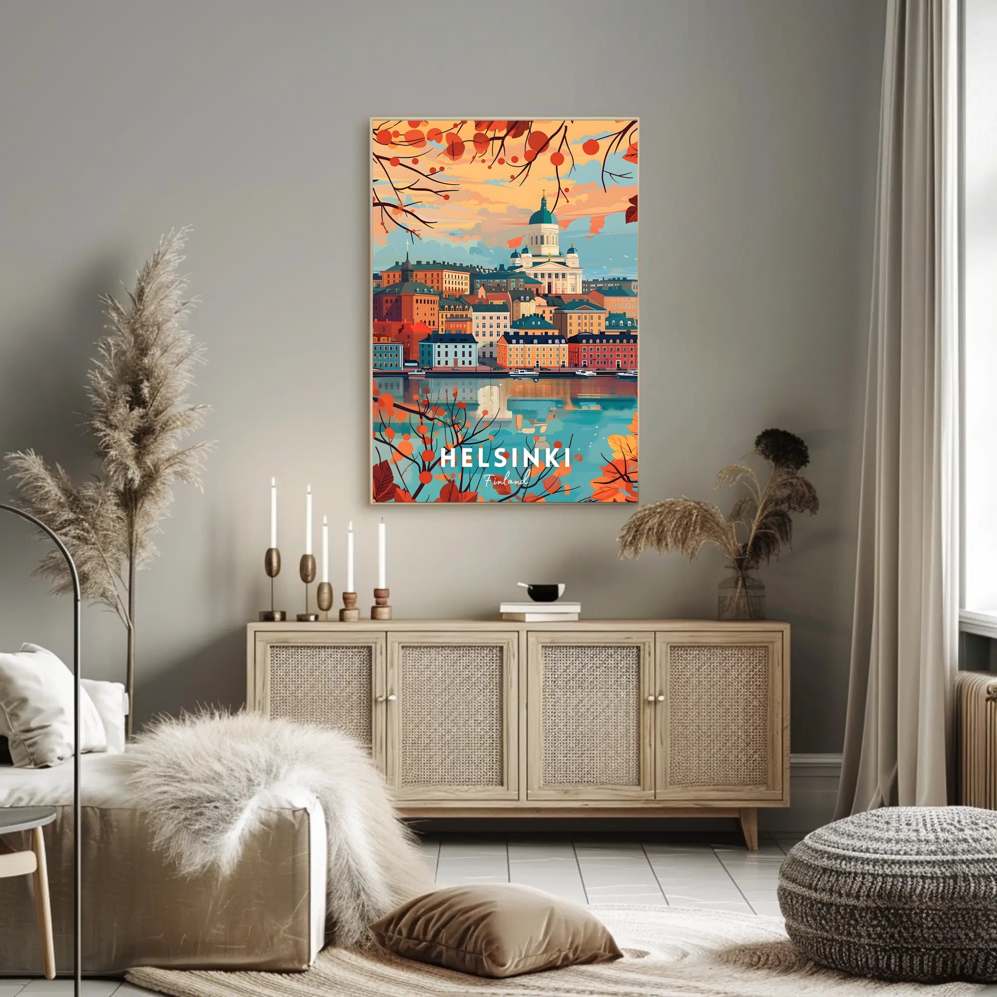 Helsinki Autumn Cityscape: Urban or Cityscape Poster